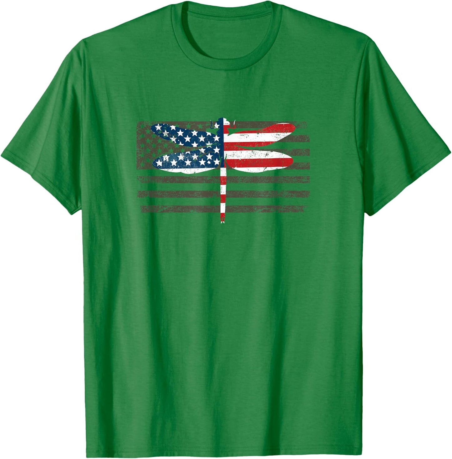 4th of July Dragonfly Patriotic US American Flag Kids Men T-Shirt - T-Shirt | Irish Green