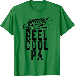 Reel Cool Pa Fishing Fisherman Funny Grandpa Retro T-Shirt - T-Shirt | Irish Green
