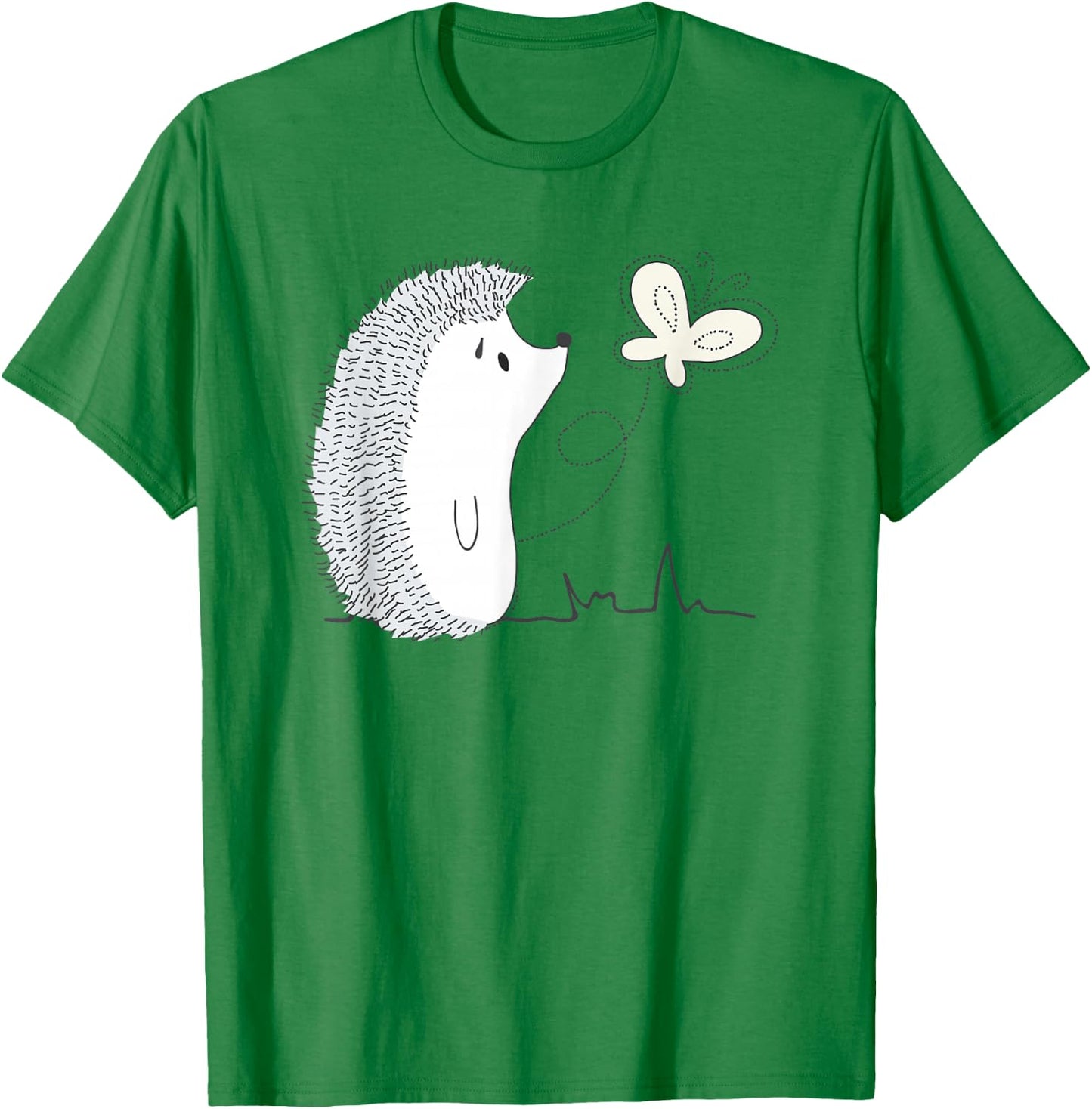Cute Vintage Hedgehog & Butterfly Art & Gift G005287 T-Shirt - T-Shirt | Irish Green