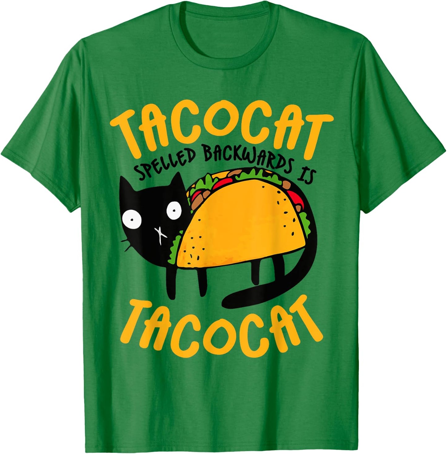 Taco Cat Funny I Love Tacos - -Adults Blue Small Classic Fit Cotton Blend Short Sleeve Cat T-Shirt - T-Shirt | Irish Green