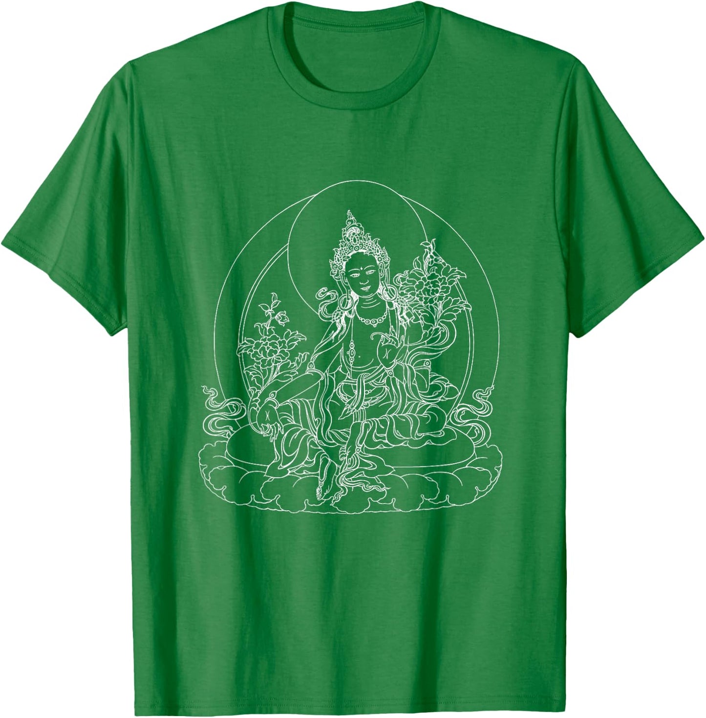 Green Tara Tibetan Buddhism Meditation Deity Mantra T Shirt T-Shirt - T-Shirt | Irish Green