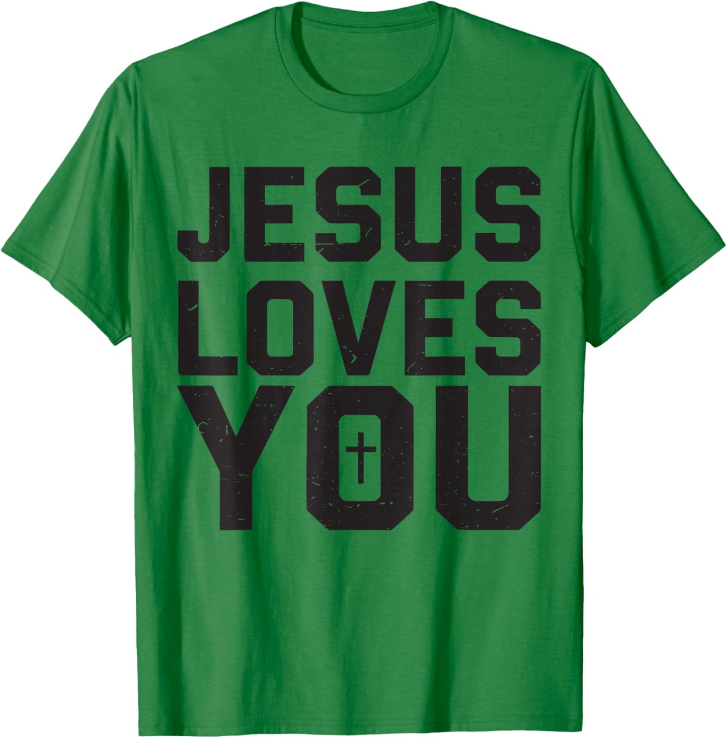 Jesus Loves You Minimalistic Christian Youth Boy Godbrother T-Shirt - T-Shirt | Irish Green