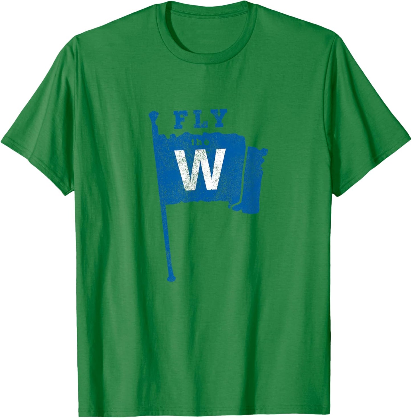 Fly The W Chicago Baseball Winning Flag Distressed T-Shirt - T-Shirt | Irish Green