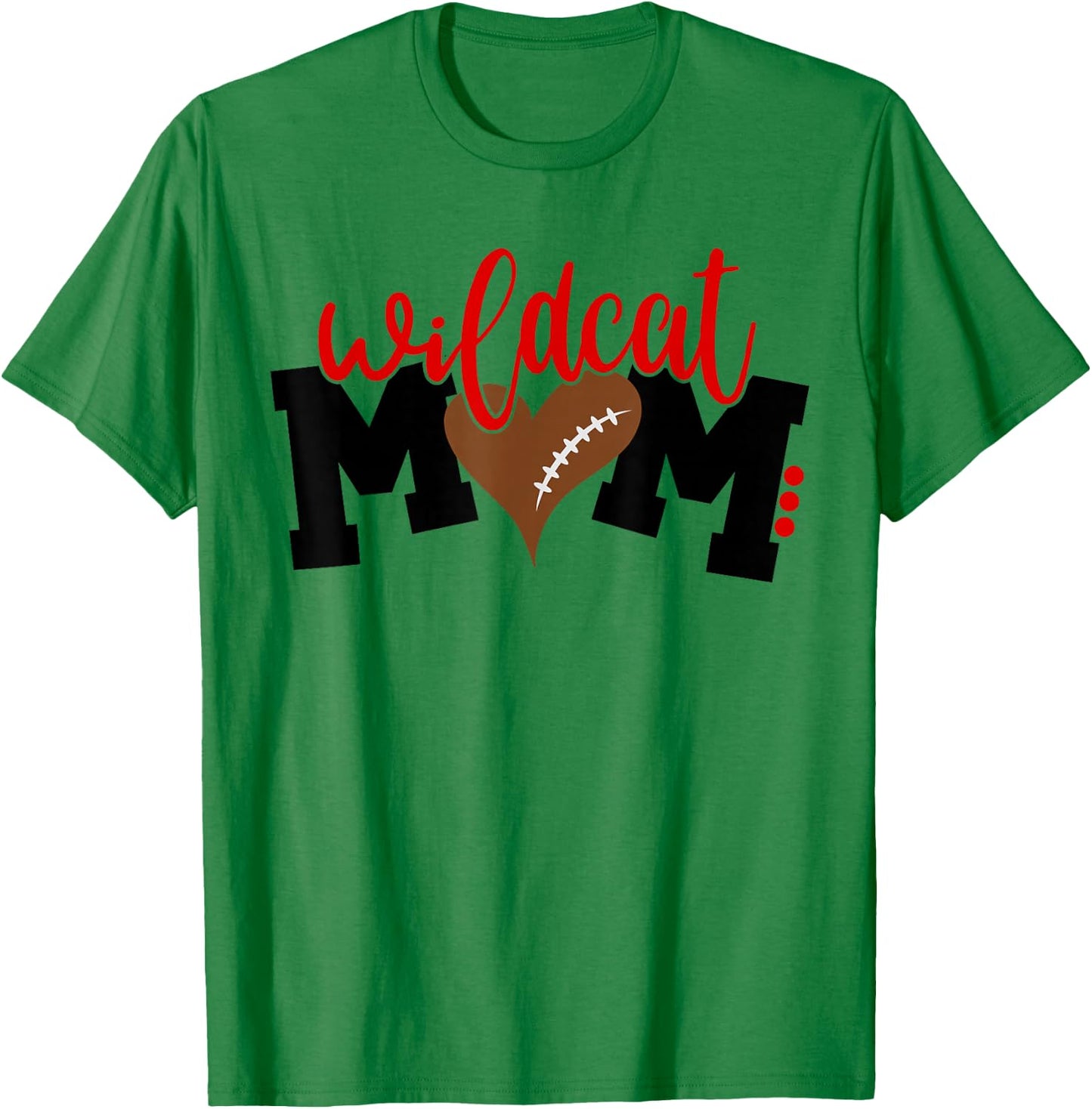Wildcat Football Mom, Heart Football Men Women T-Shirt - T-Shirt | Irish Green