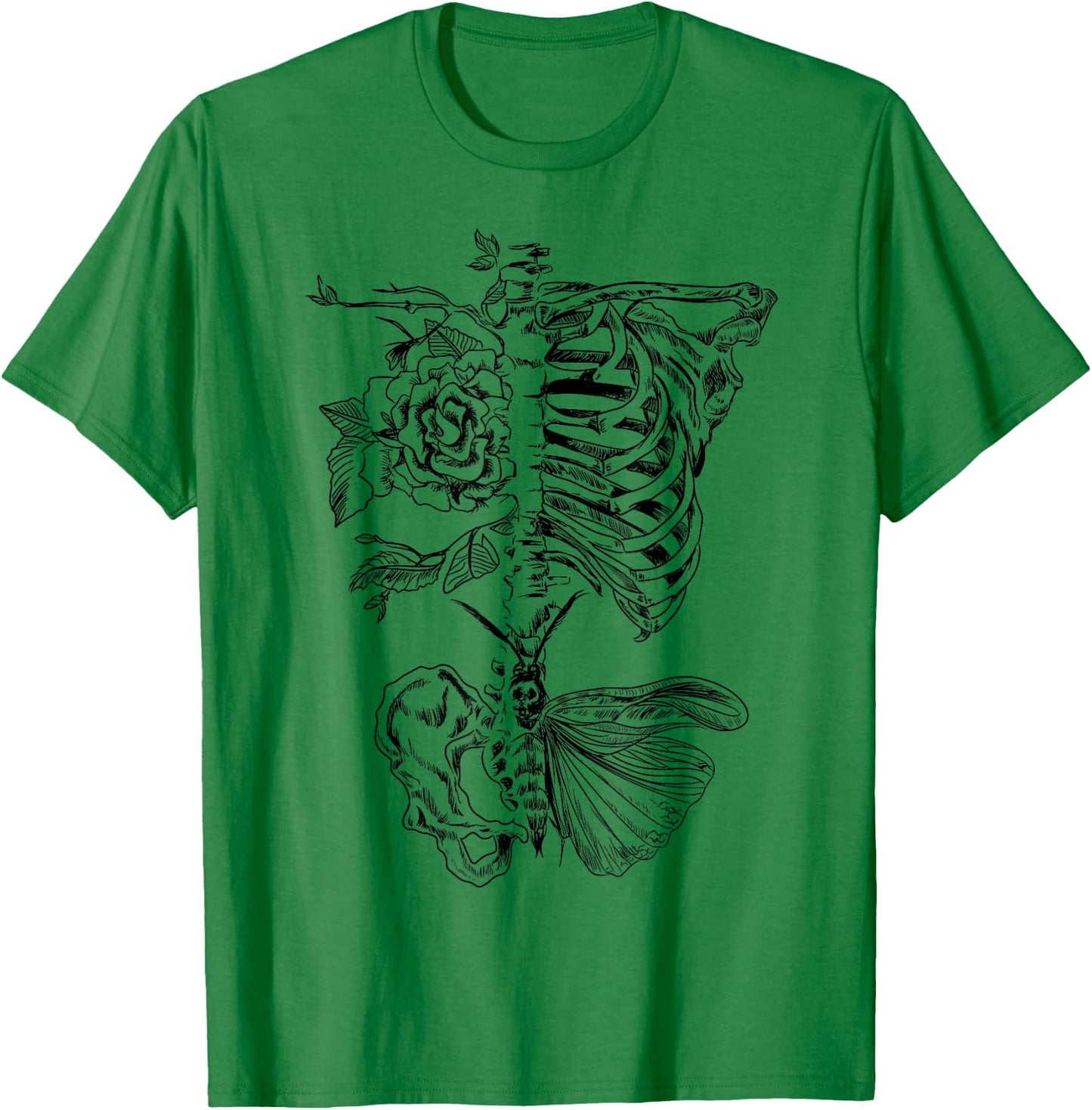 Ribcage Rose Butterfly Skeleton Tattoo Artist Shirt T-Shirt - T-Shirt | Irish Green