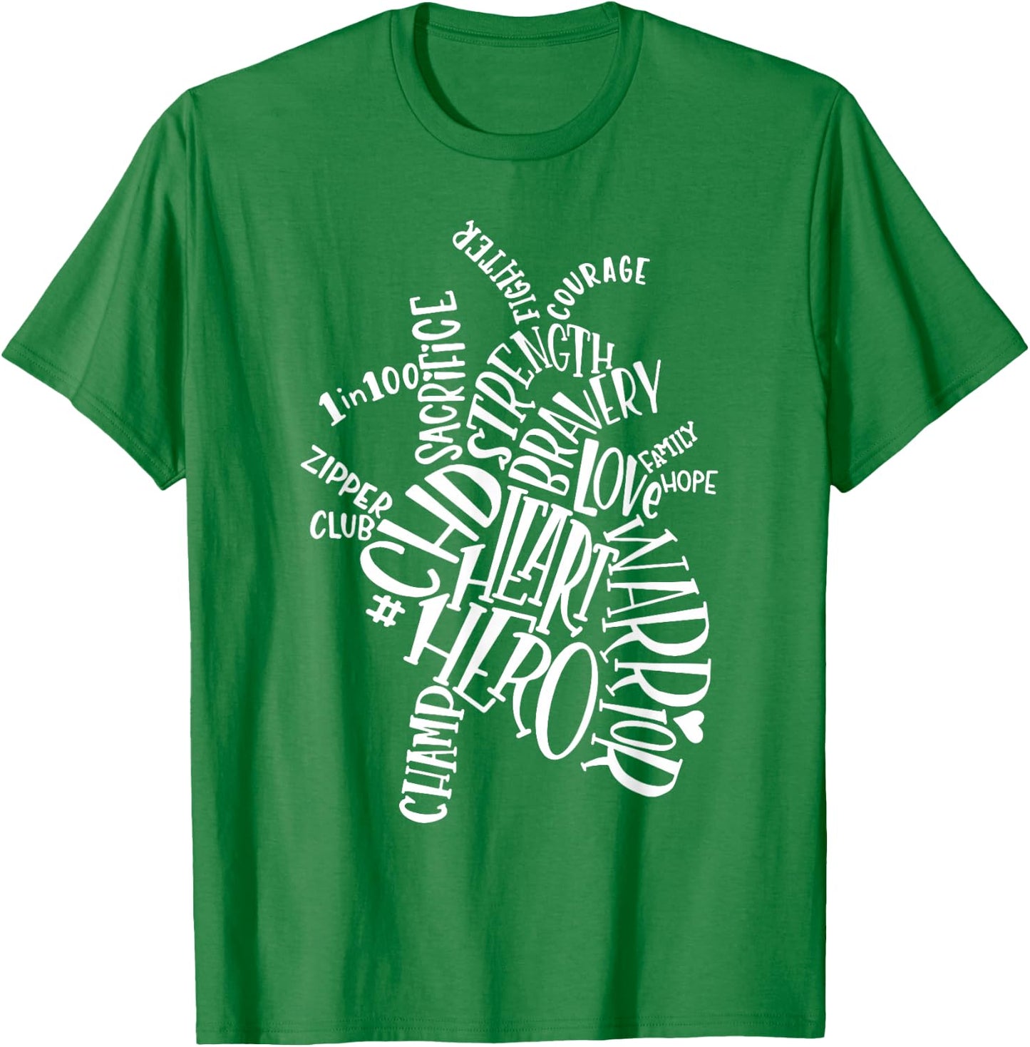 CHD Heart Warrior Typography Graphic T-Shirt - T-Shirt | Irish Green