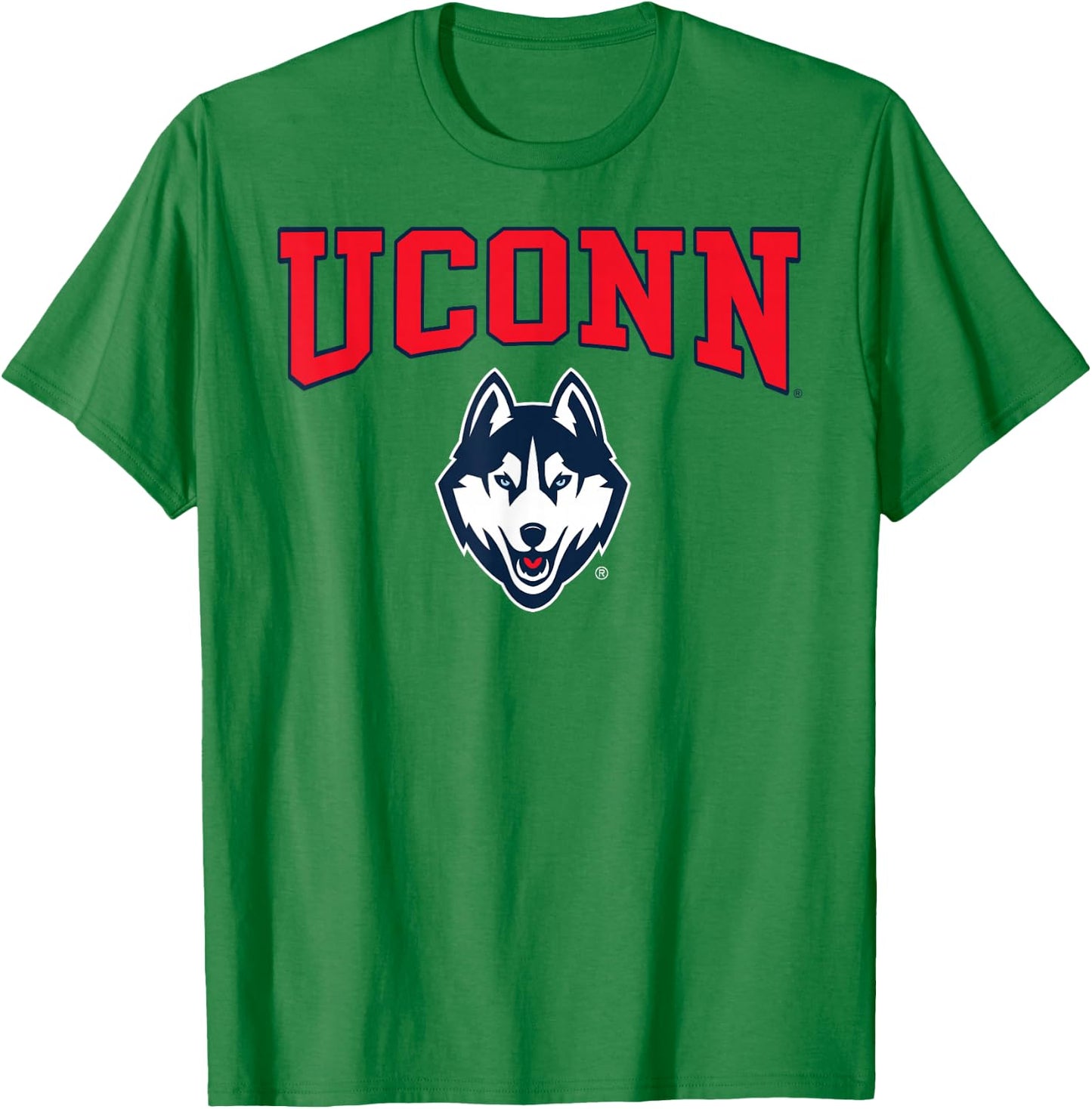 Connecticut Huskies Arch Logo Gray Officially Licensed T-Shirt - T-Shirt | Irish Green