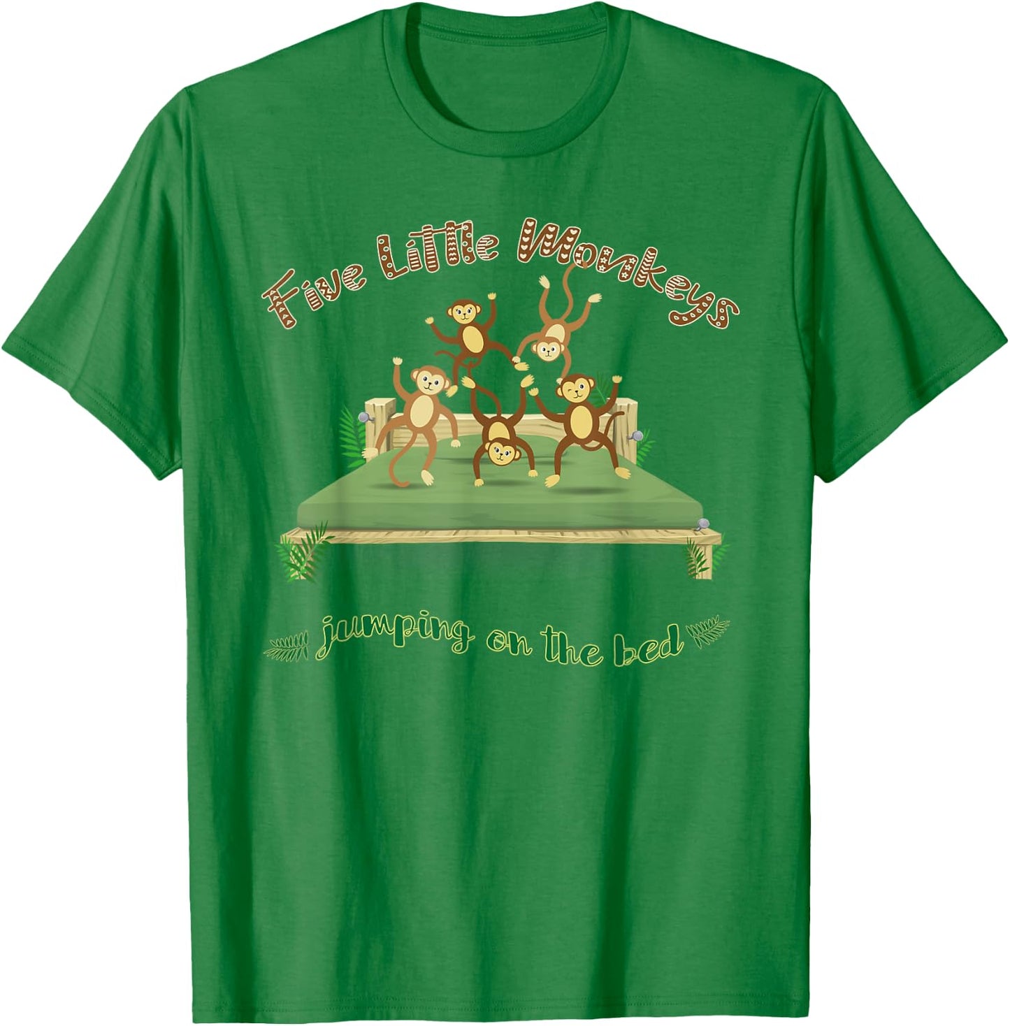 Five Little Monkeys unique Nursery Rhymes T-Shirt - T-Shirt | Irish Green