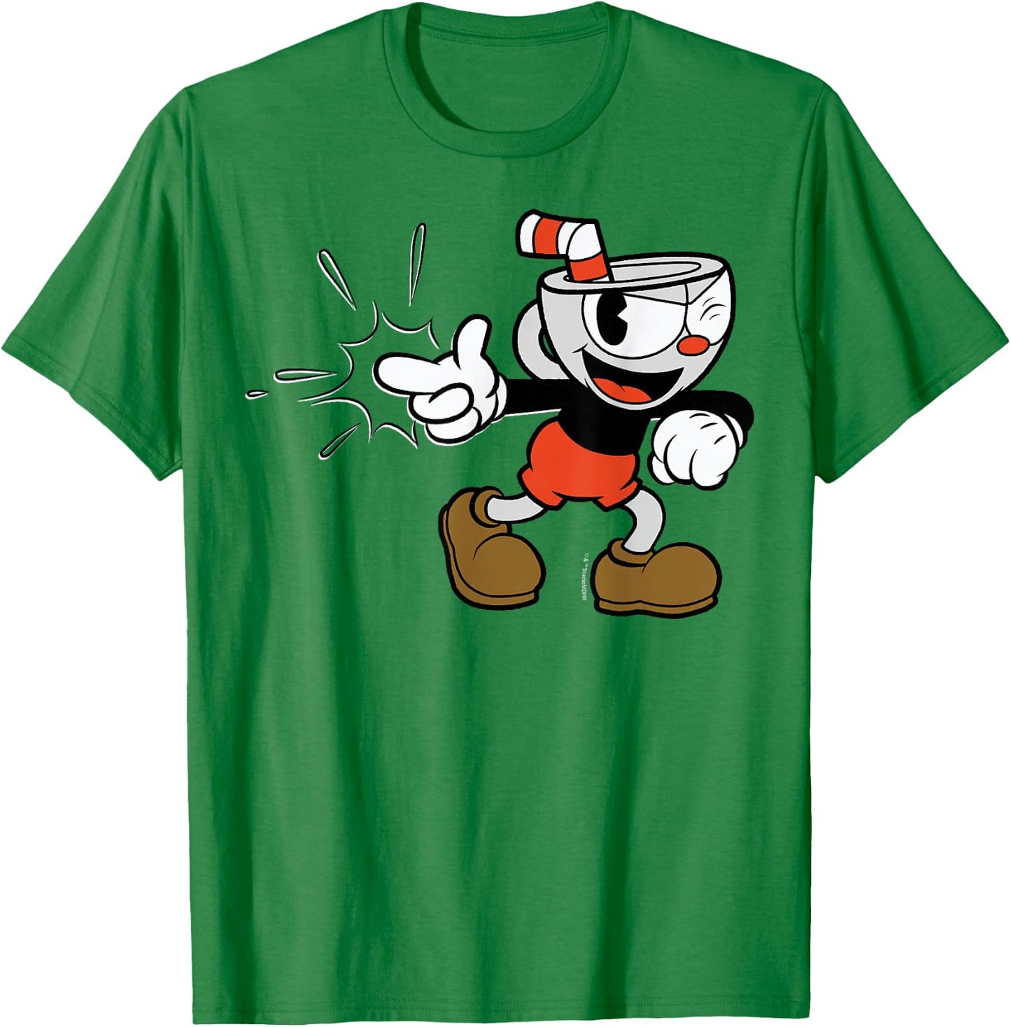 Cuphead Classic Wink with A Snap T-Shirt - T-Shirt | Irish Green