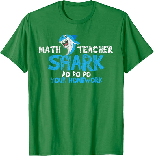 Math Teacher Shark Teachers Gift Men Women Girls Kids T-Shirt - T-Shirt | Irish Green