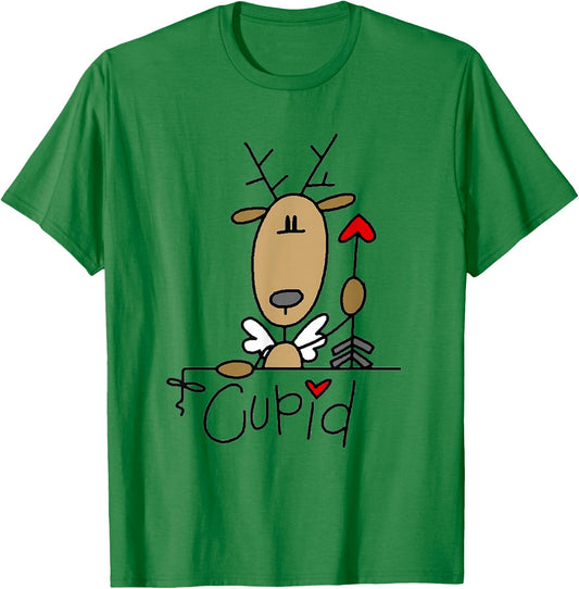 Cupid Reindeer Christmas Holiday T-Shirt - T-Shirt | Irish Green