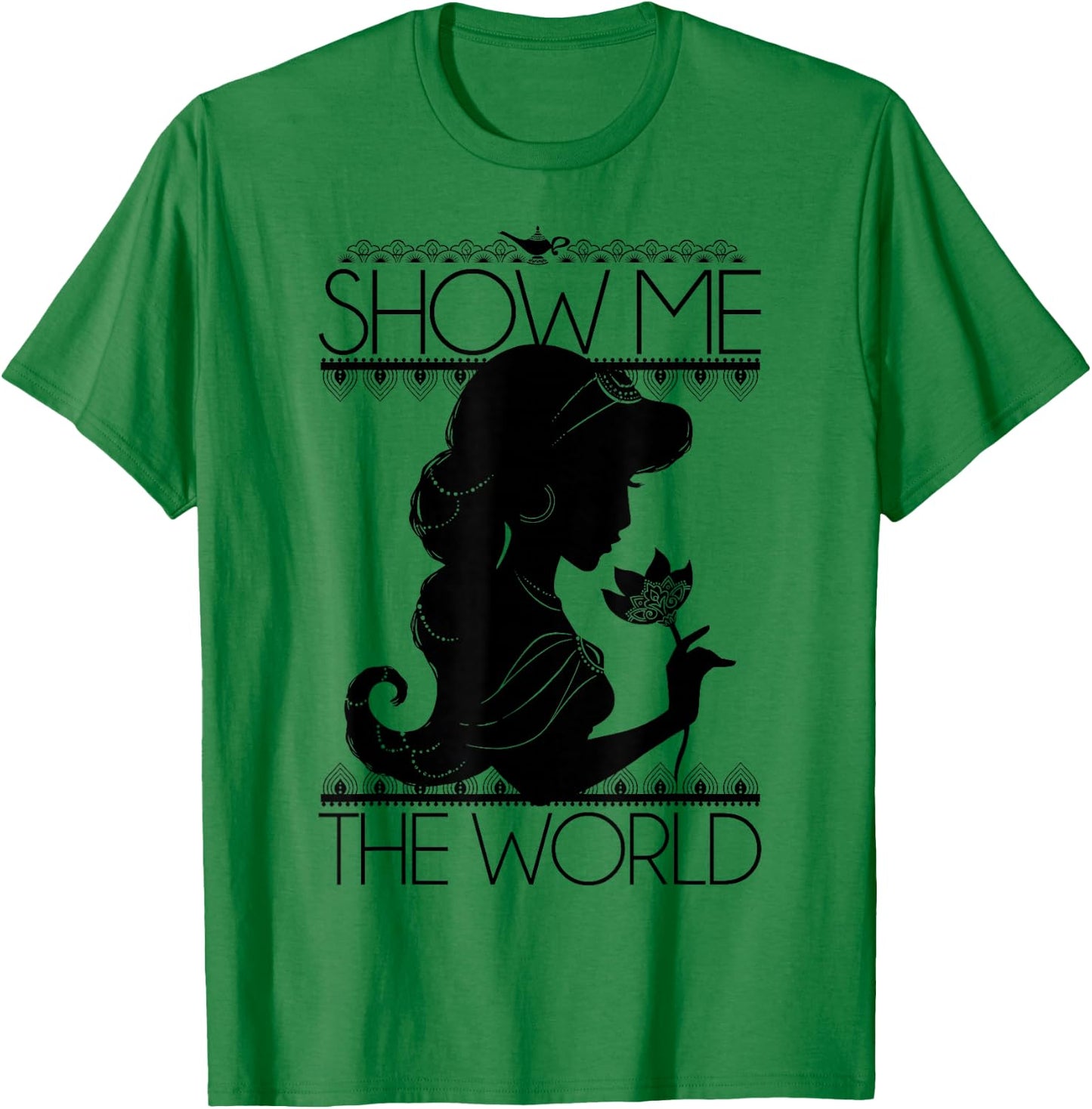 Disney Aladdin Jasmine Show Me The World Silhouette T-Shirt - T-Shirt | Irish Green