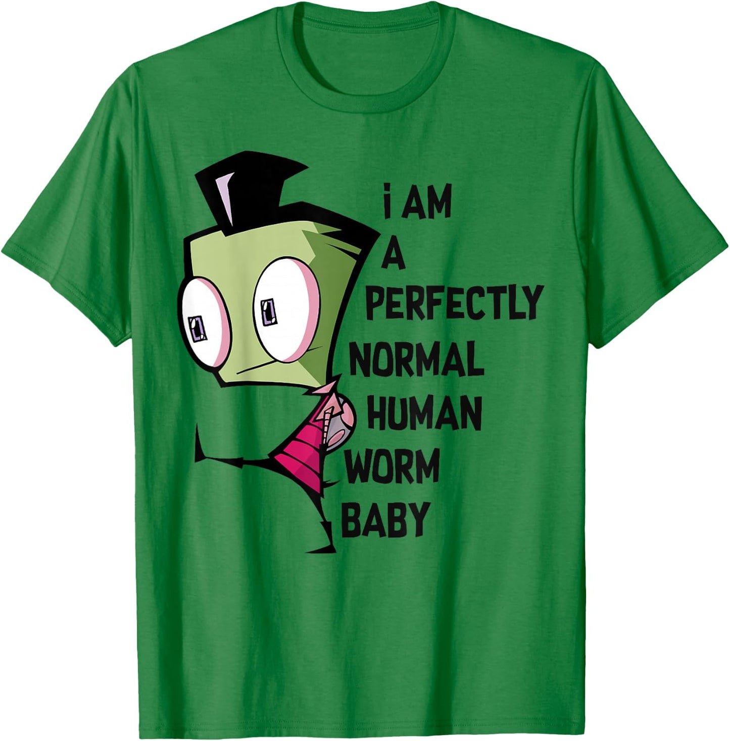 Invader Zim I Am Perfectly Normal Human Worm Baby Portrait Small T-Shirt - T-Shirt | Irish Green