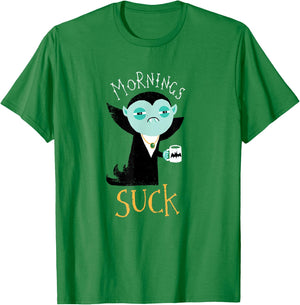 Mornings Suck - Cute Vampire DM T-Shirt - T-Shirt | Irish Green