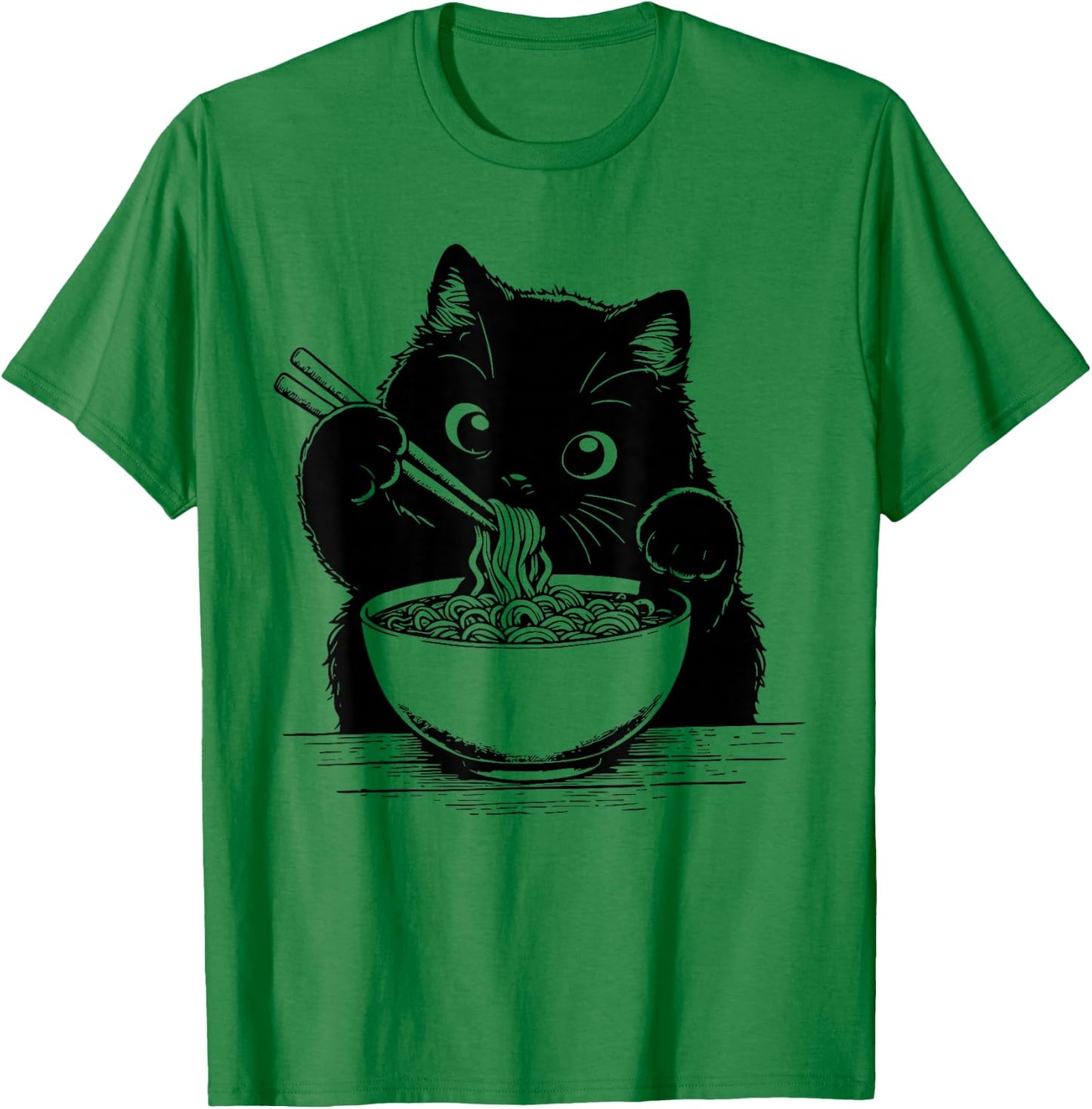 Cat Ramen Noodle Japanese Anime Manga Ramen Kawaii Cat T-Shirt - T-Shirt | Irish Green