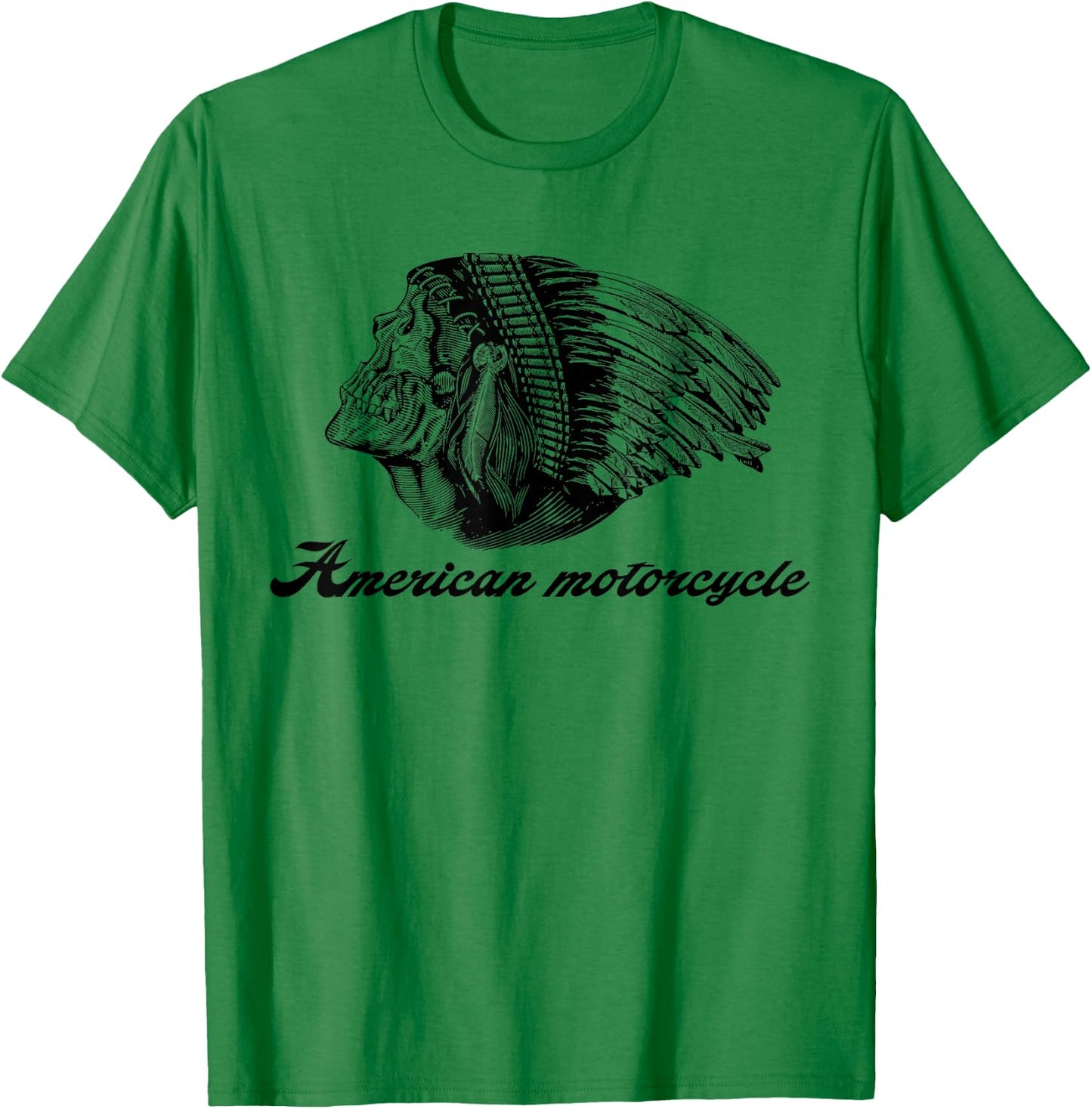 American Motorcycle Skull Native Indian Eagle Chief Vintage T-Shirt - T-Shirt | Irish Green