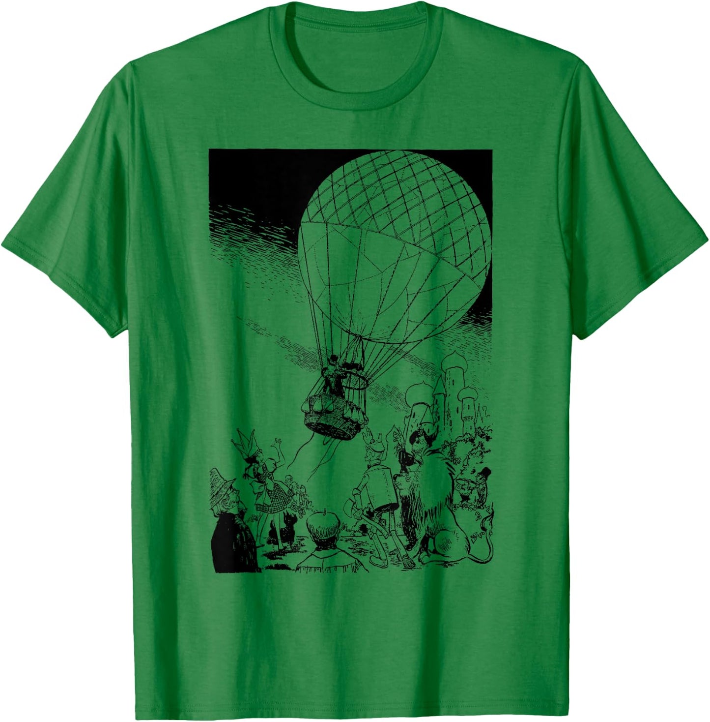 Vintage Wizard of OZ Wizard Art Retro Hot Air Balloon T-Shirt - T-Shirt | Irish Green