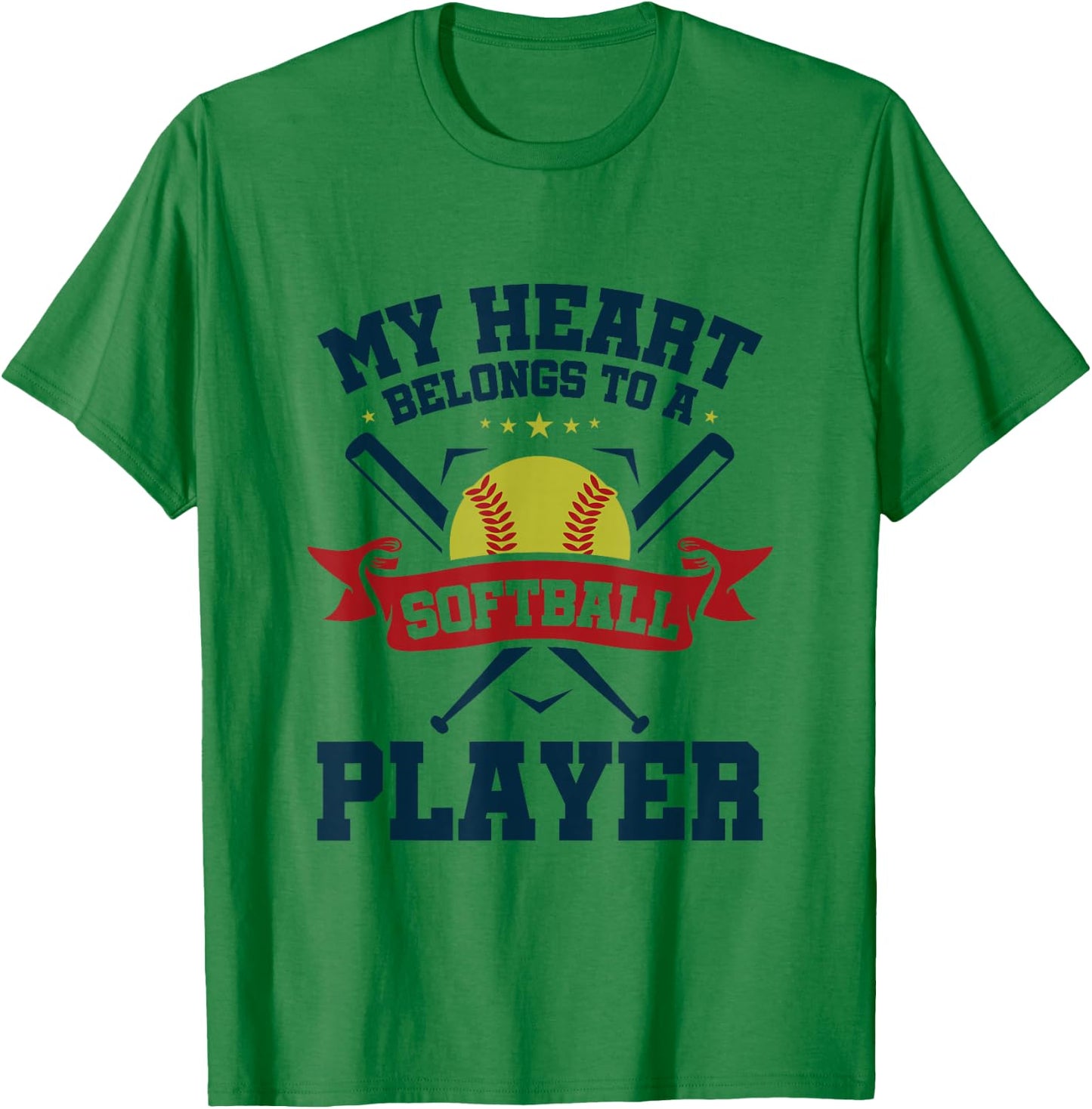 My Heart Belongs To Softball Player Boyfriend Girlfriend T-Shirt - T-Shirt | Irish Green