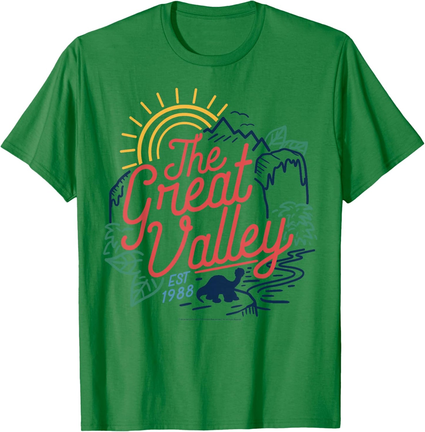Land Before Time The Great Valley Littlefoot Silhouette T-Shirt - T-Shirt | Irish Green