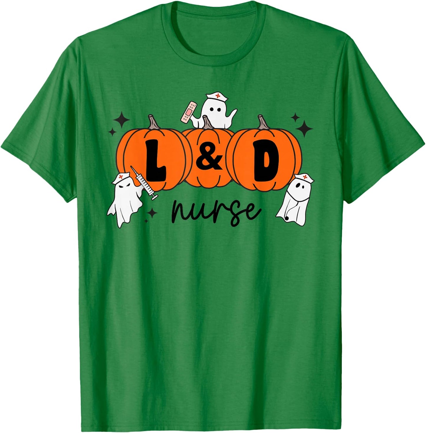 L&D Nurse Crew Ghost Pumpkin Labor and Delivery Halloween T-Shirt - T-Shirt | Irish Green