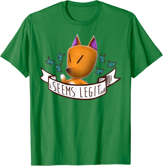 Nintendo Animal Crossing Redd Seems Legit Graphic T-Shirt - T-Shirt | Irish Green
