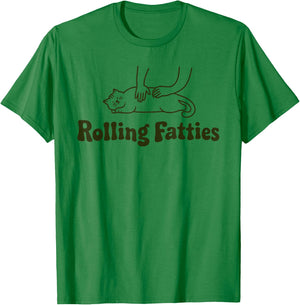 Rolling Fatties Cat Funny Cute Cat Lover Kitten Owner Kitty T-Shirt - T-Shirt | Irish Green