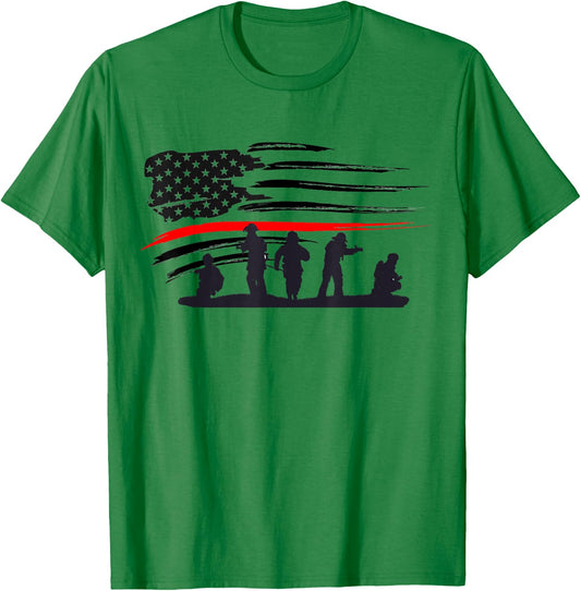 Vintage Thin Red Line shirt, Firefighter gift American Flag T-Shirt - T-Shirt | Irish Green