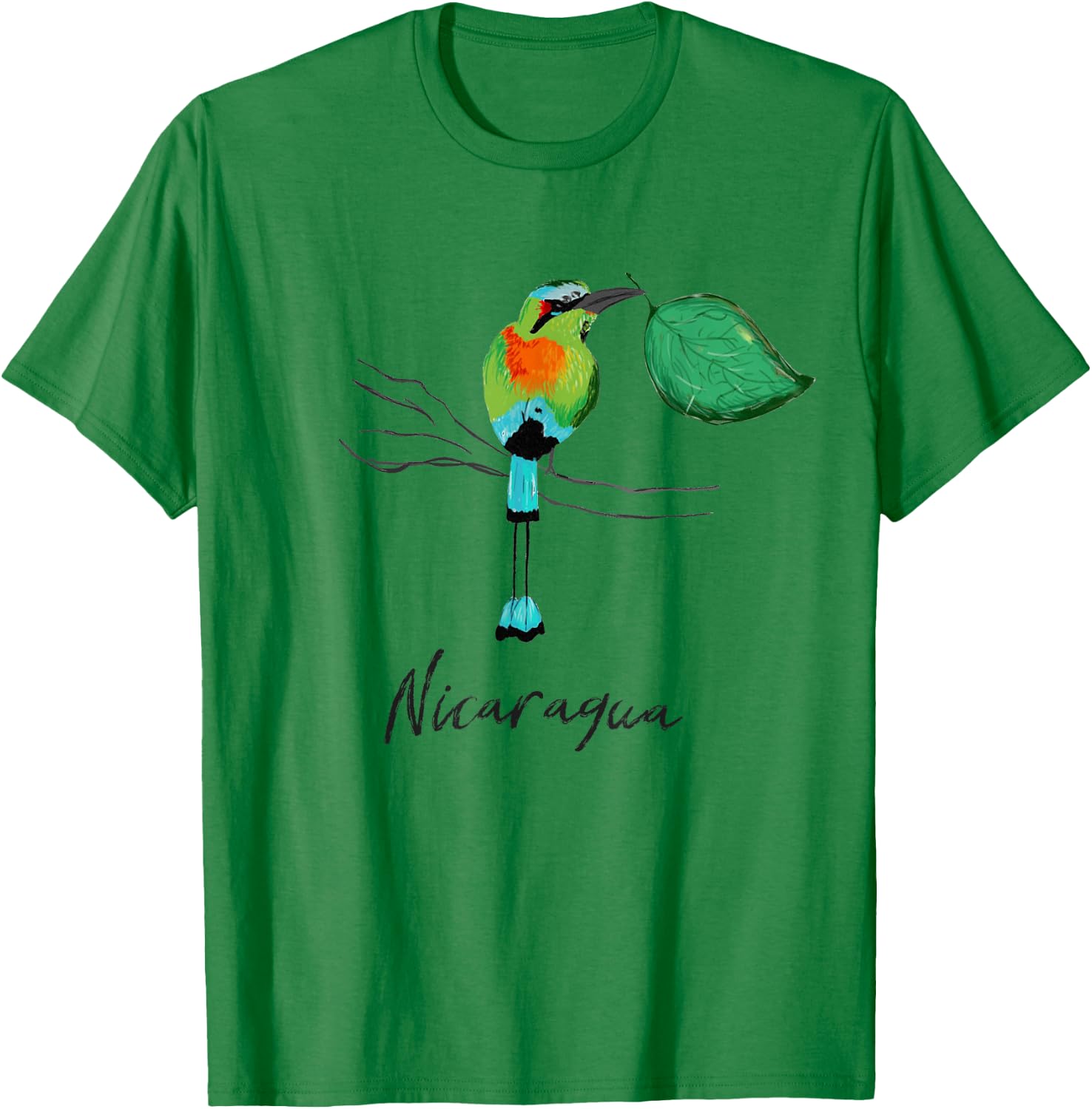 Nicaragua Guardabarranco Colorful national bird shirt T-Shirt - T-Shirt | Irish Green