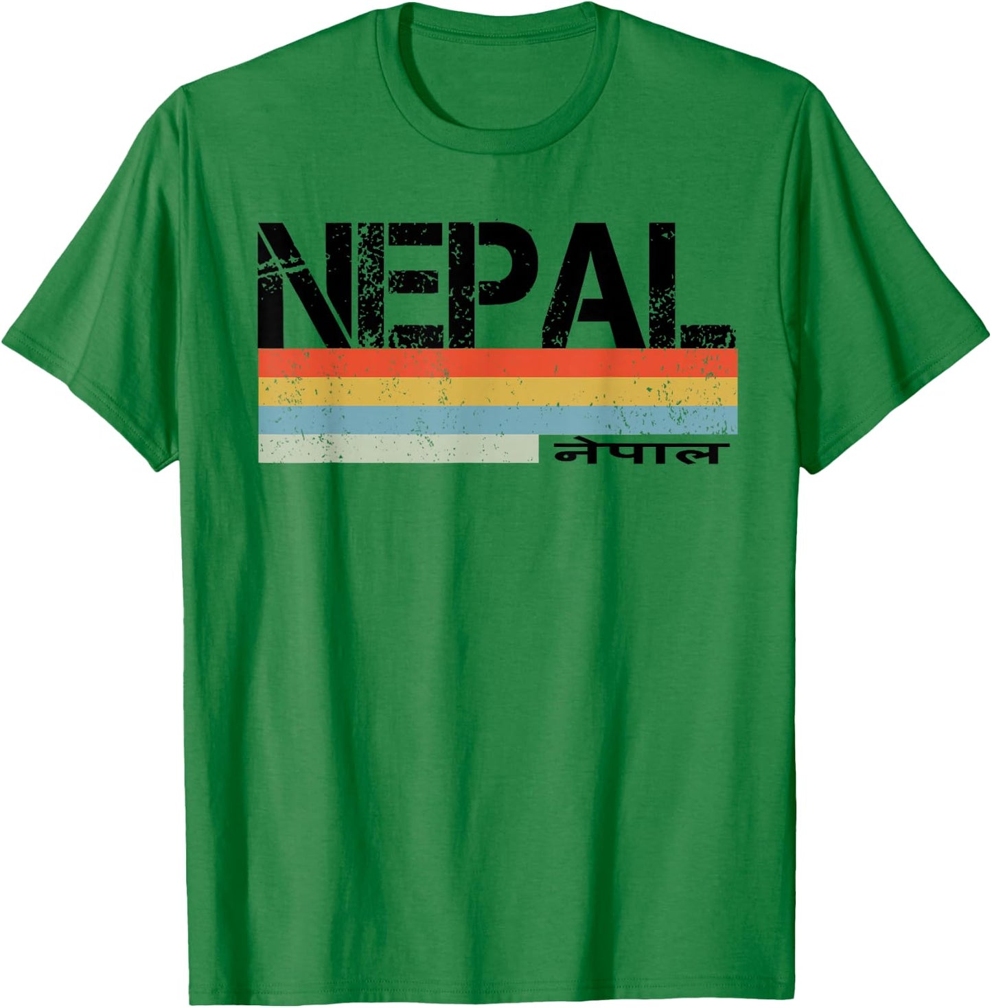 Nepal Language Vintage Stripes T-Shirt - T-Shirt | Irish Green