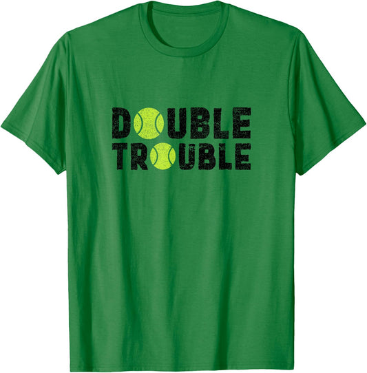 Double Trouble - Doubles Players - Funny Tennis Shirt T-Shirt - T-Shirt | Irish Green