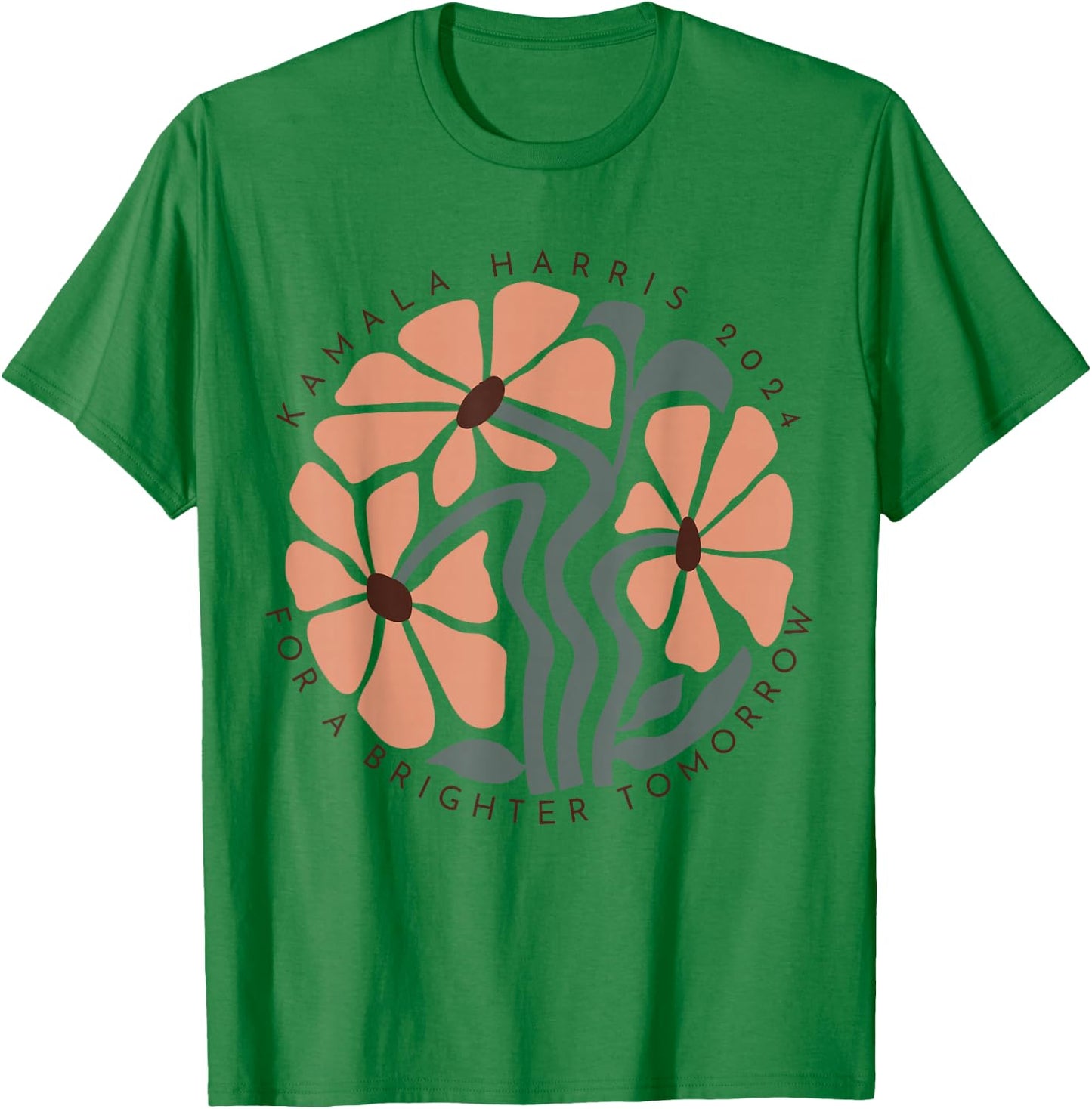 Harris Walz 2024 Subtle Flower Kamala Harris Boho Floral T-Shirt - T-Shirt | Irish Green
