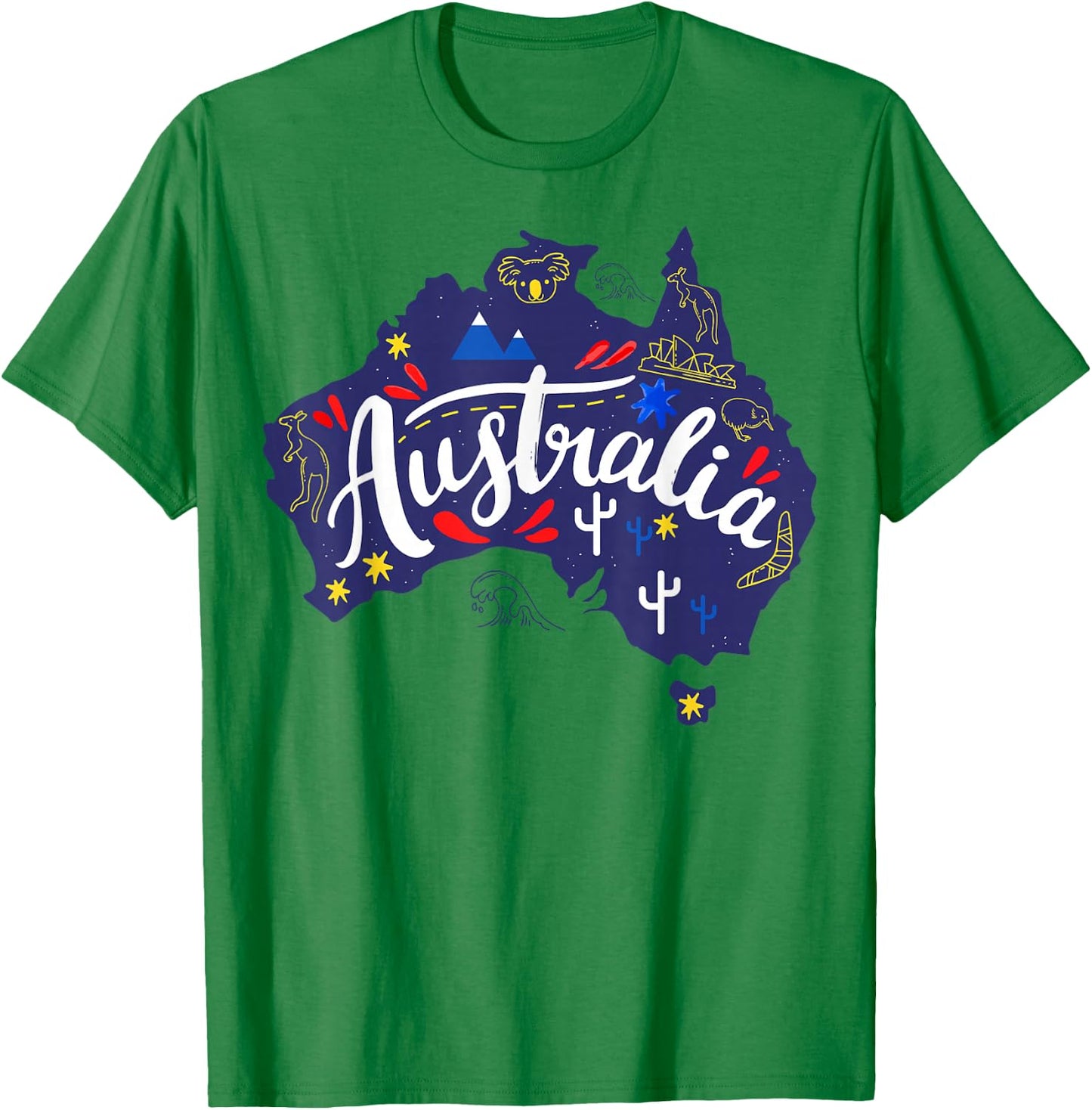 Australia Map Travel Aussie Down Under Australian Home T-Shirt - T-Shirt | Irish Green