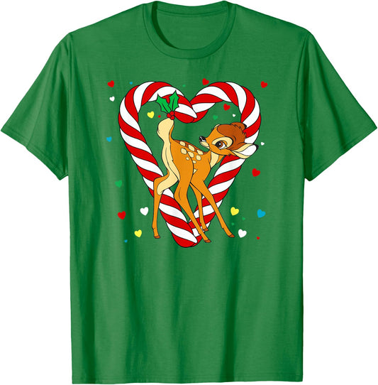 Disney - Bambi Candy Cane Holiday T-Shirt - T-Shirt | Irish Green