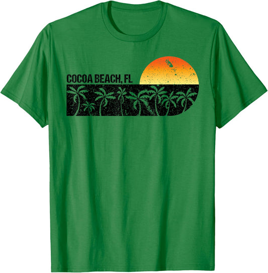 Retro Cocoa Beach Florida Beach Sunset Men Women Kids T-Shirt - T-Shirt | Irish Green