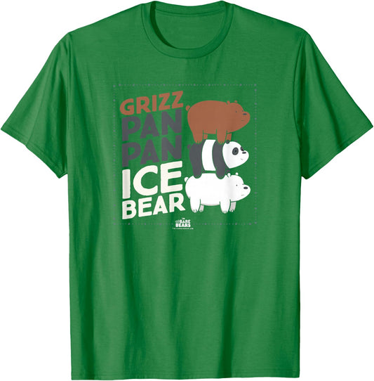 We Bare Bears Grizz Pan Pan Ice Bear T-Shirt - T-Shirt | Irish Green