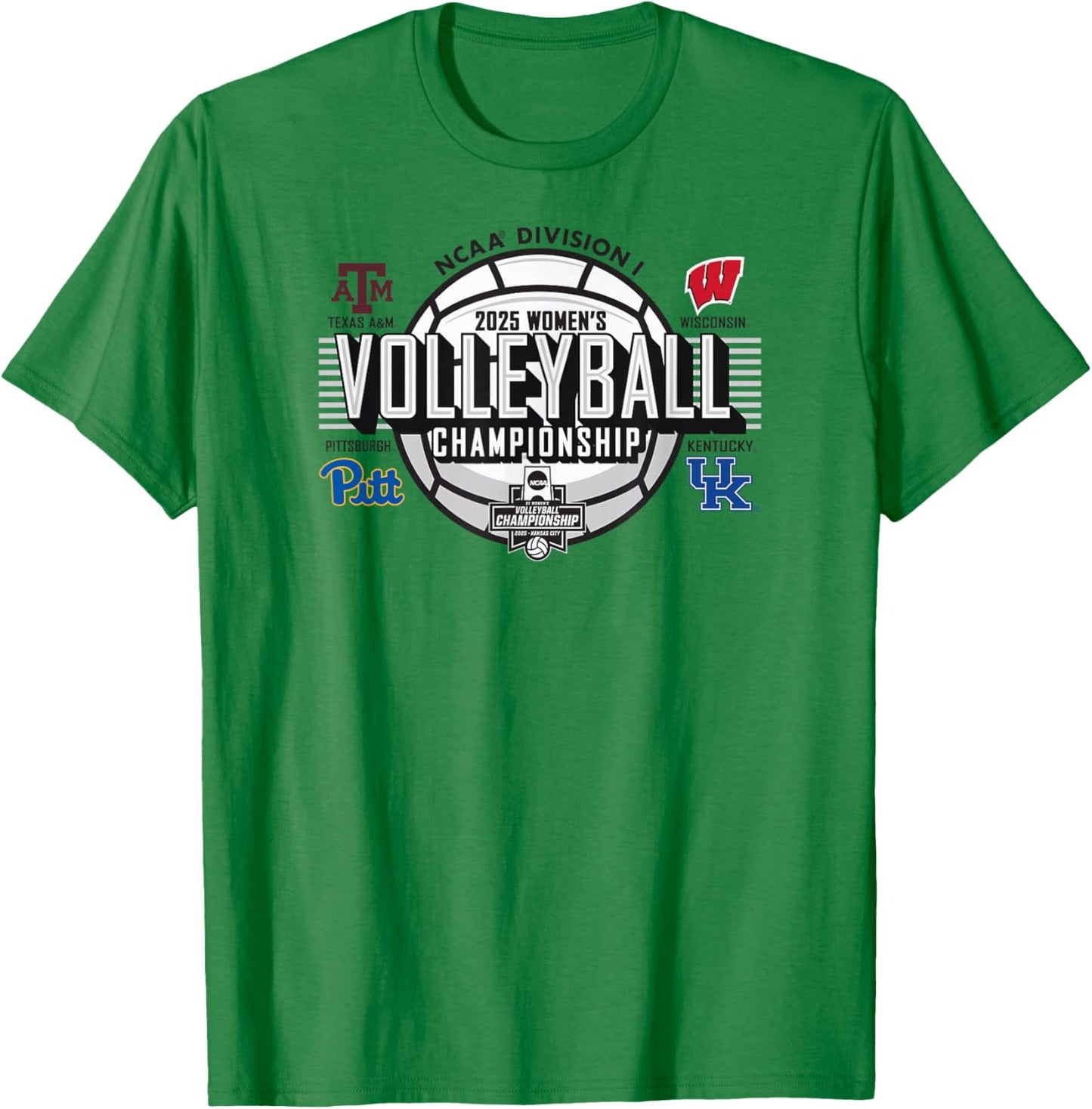 NCAA Women's Volleyball Championship 2025 Four Team Gray T-Shirt - T-Shirt | Irish Green