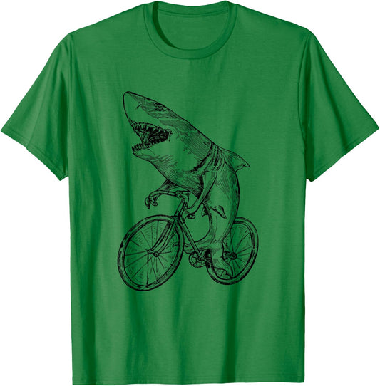 Shark Cycling Bicycle Beach Cyclist Fish Biker Biking Bike Men Women Kids T-Shirt - T-Shirt | Irish Green