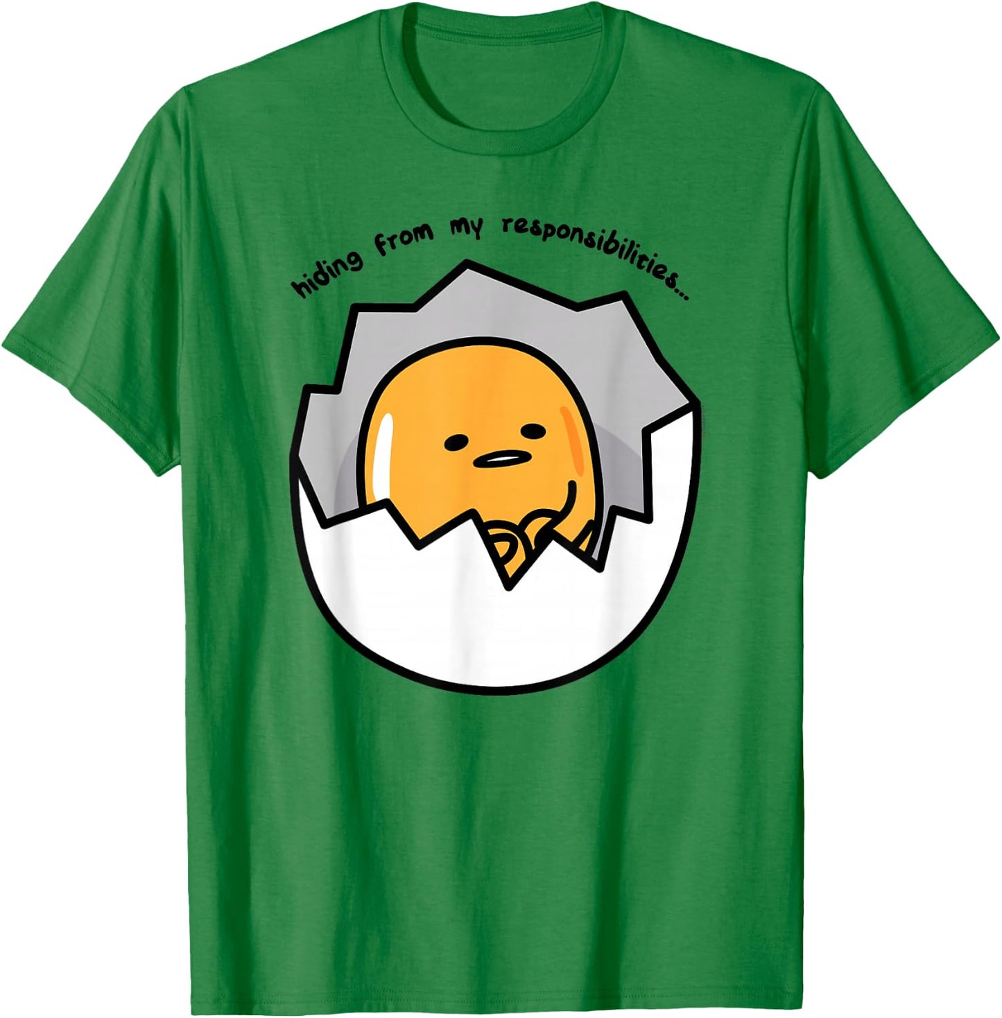 Gudetama the Lazy Egg Hiding from Responsibilities T-Shirt - T-Shirt | Irish Green