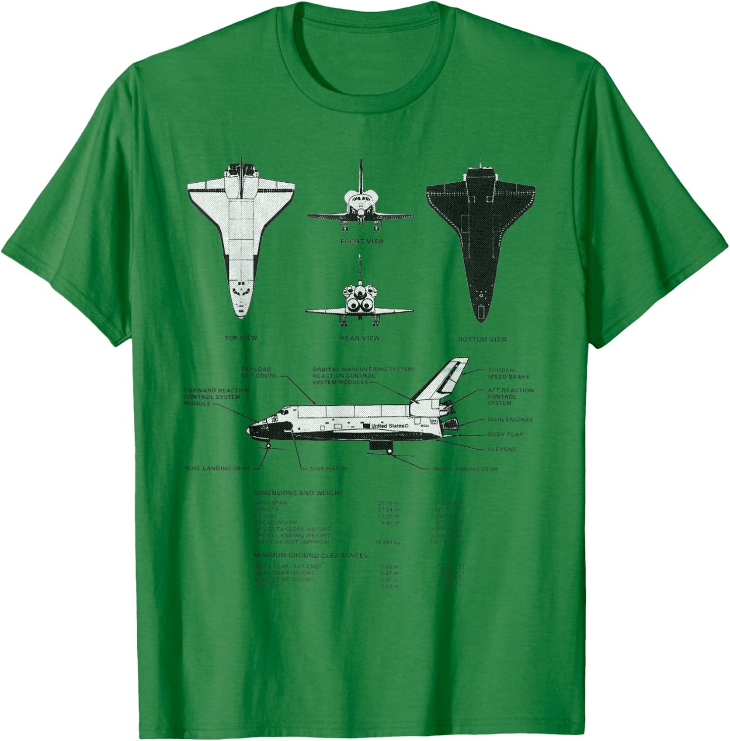 Space Shuttle Schematic Authentic Engineering Diagram T-Shirt - T-Shirt | Irish Green