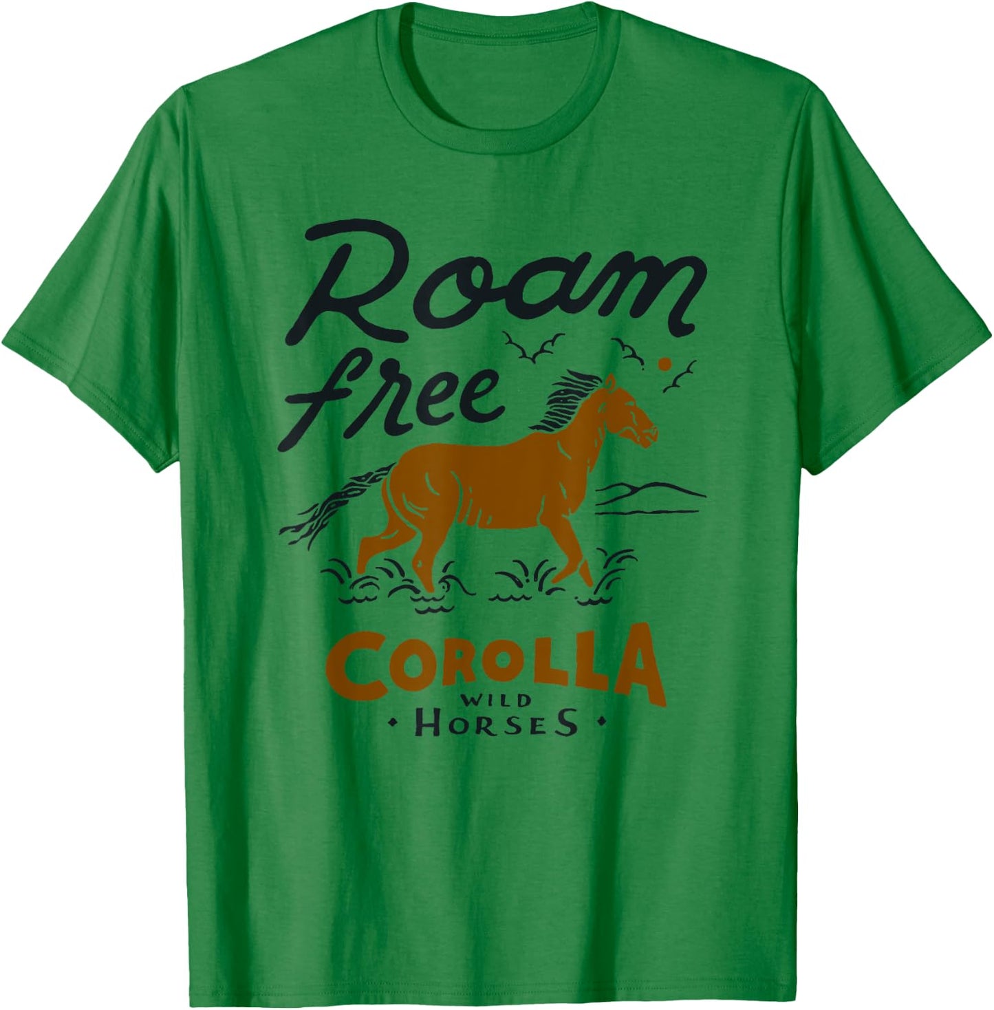 Corolla Wild Horse T Shirt Outer Banks Souvenirs OBX NC T-Shirt - T-Shirt | Irish Green
