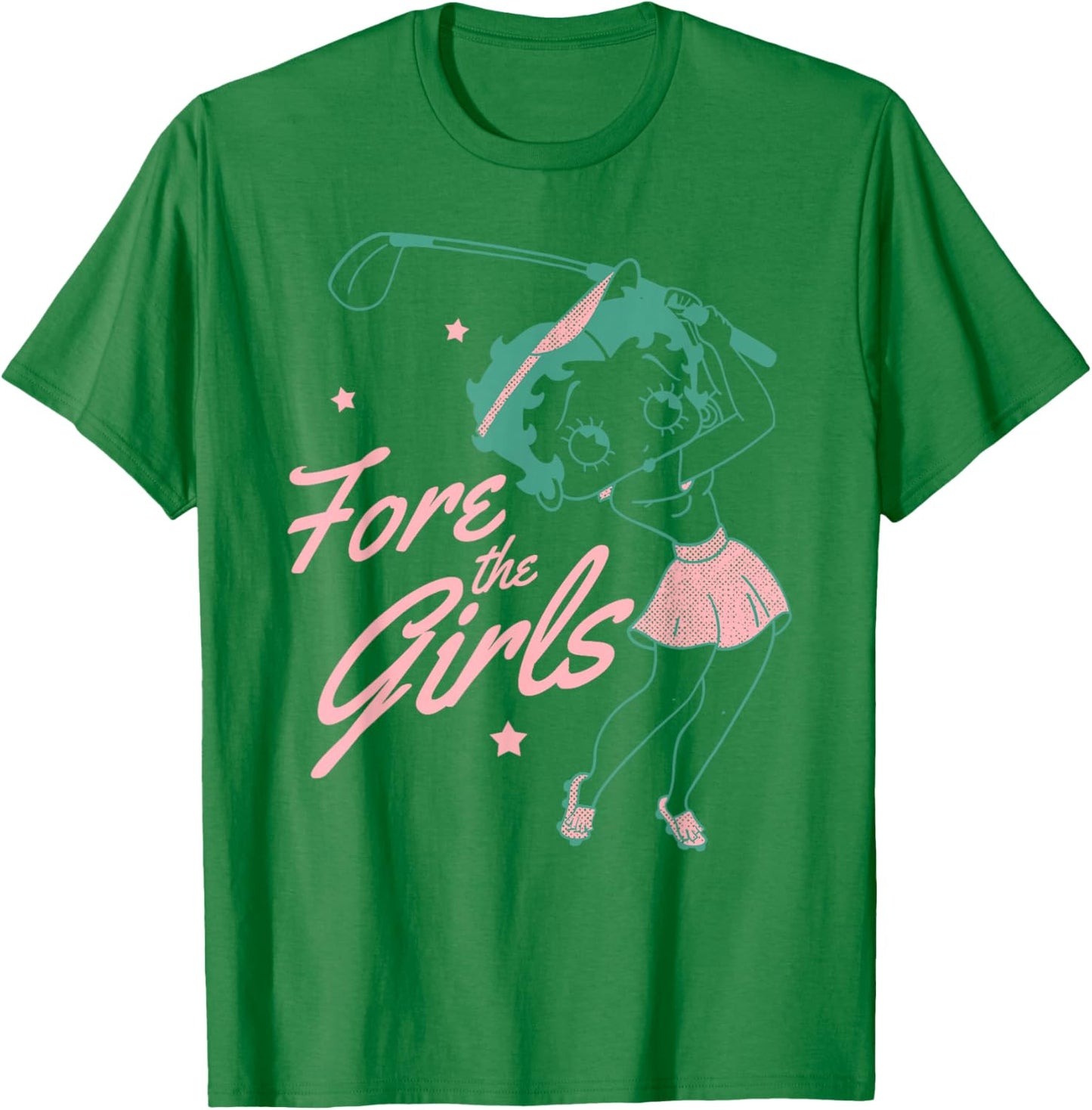 Betty Boop Fore The Girls Betty Golf Swing and Golf Pun T-Shirt - T-Shirt | Irish Green