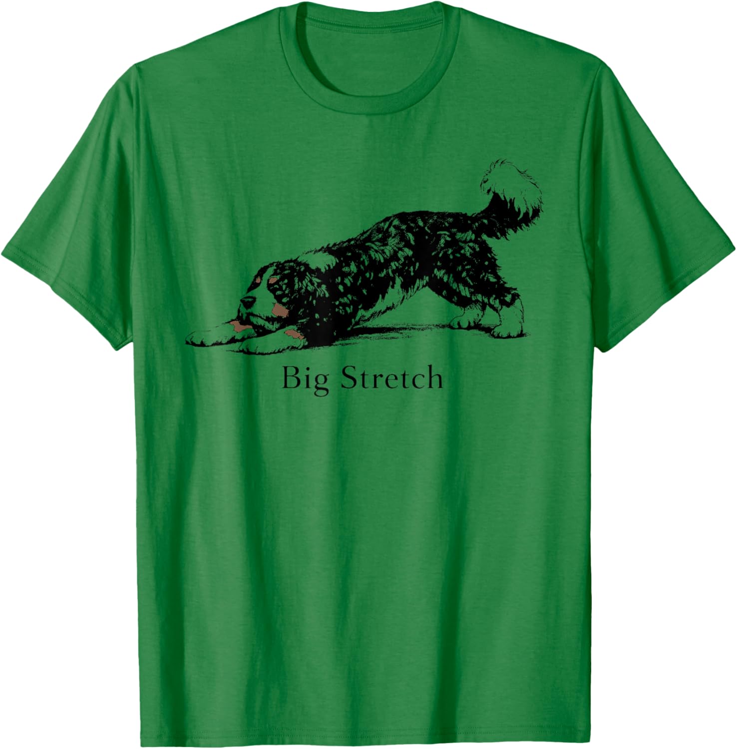 Big Stretch Bernedoodle Stretching Dog Art Pet Lover Design T-Shirt - T-Shirt | Irish Green
