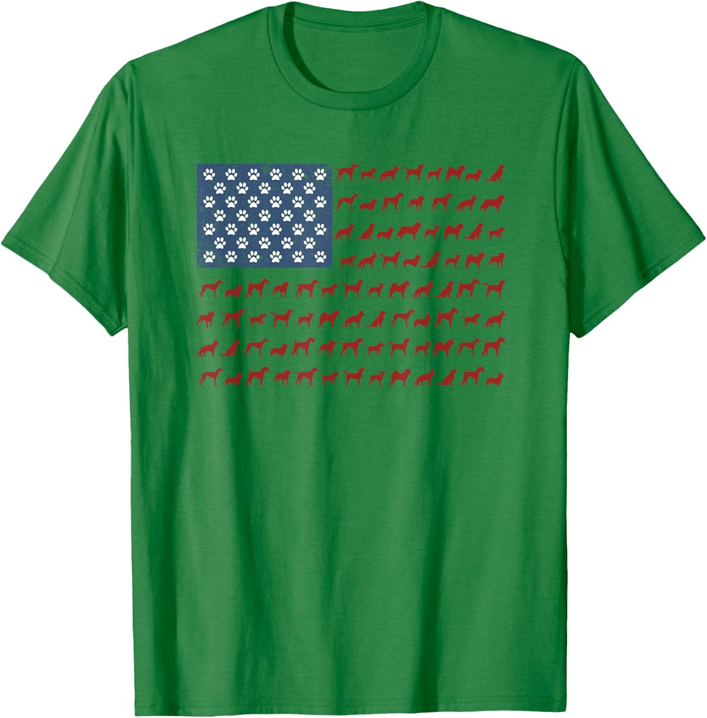 American Flag Dogs and Paws 4th of July Shirt Kids Men T-Shirt - T-Shirt | Irish Green