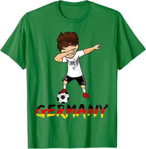 Dabbing Germany Soccer Boys German Football Kit T-Shirt - T-Shirt | Irish Green