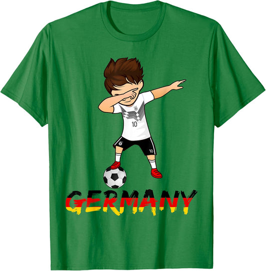 Dabbing Germany Soccer Boys German Football Kit T-Shirt - T-Shirt | Irish Green
