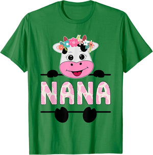 Nana Of The Birthday Girl Cow Grandma Family Party T-Shirt - T-Shirt | Irish Green