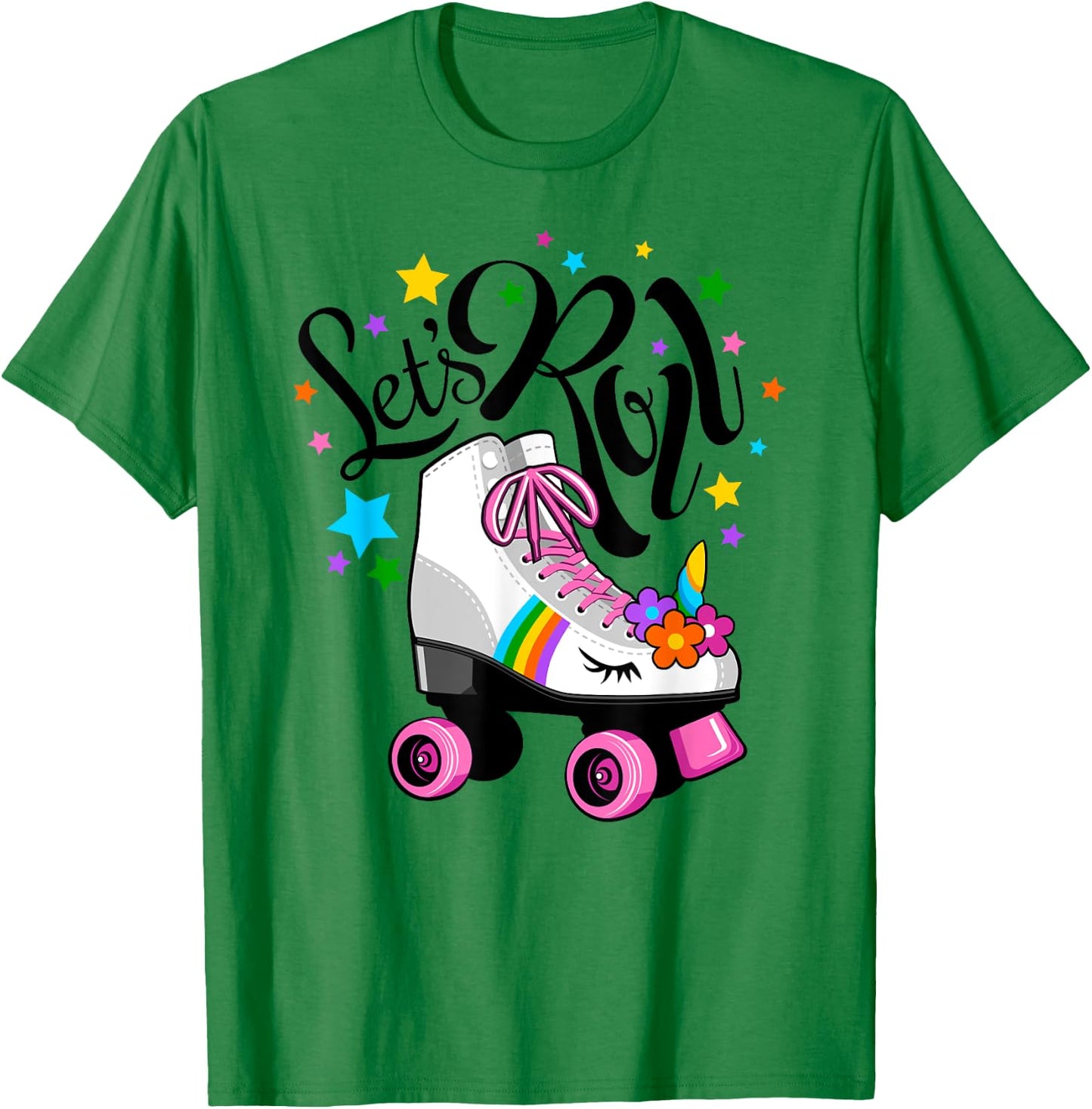 Let's Roll Unicorn. Roller Skate fun party girl's T-Shirt - T-Shirt | Irish Green