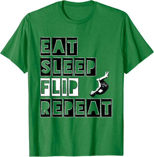 Eat Sleep Flip Repeat Gymnast & Tumbling T-Shirt - T-Shirt | Irish Green