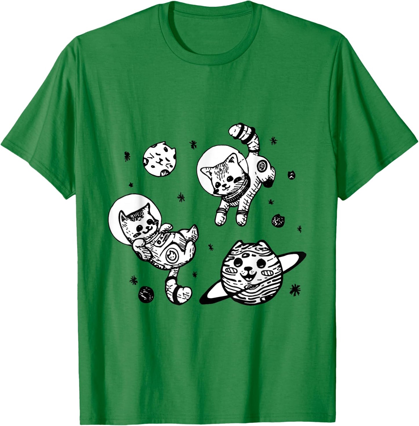 Kitty Cats Flying in Space - Kittens T-Shirt - T-Shirt | Irish Green