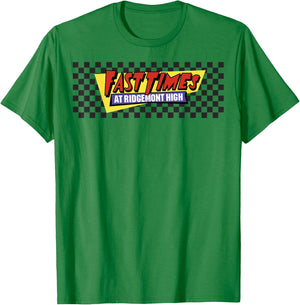 Fast Times At Ridgemont High Black Checkers Logo T-Shirt - T-Shirt | Irish Green